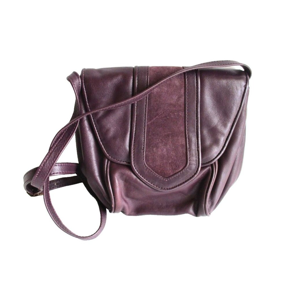*Vintage AXIOM Purple Leather and Suede Shoulder Bag Adjustable Strap
